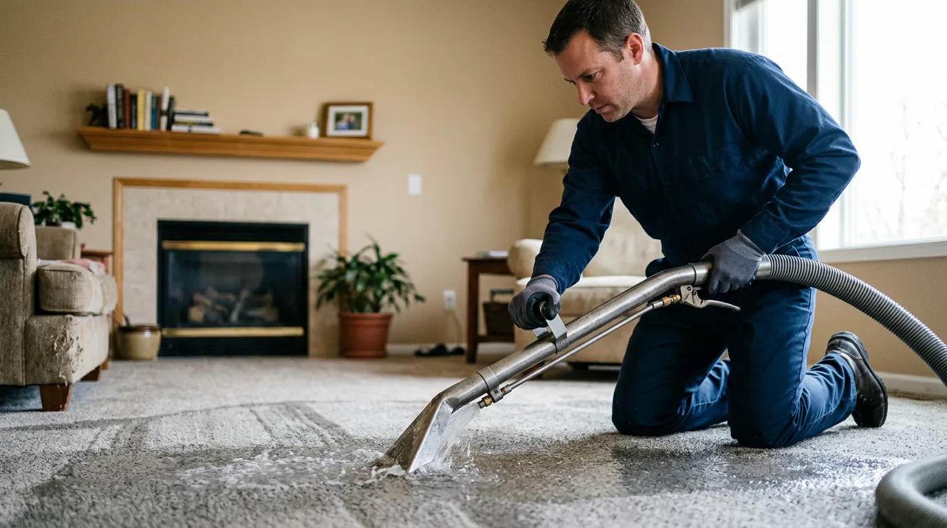 Water damage restoration technician working near Bedford, PA